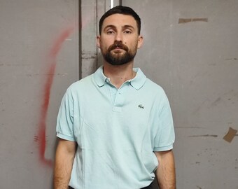 Lacoste Polo T-shirt Size L-XL/ light blue polo shirt short sleeve polo t-shirt/ classic t-shit/ cotton t-shirt/ minimalist tee