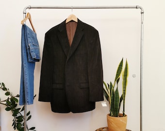 Black and brown stripes Corduroy blazer casual classic cotton man large unisex 90s 80s office style