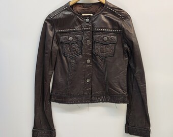 Mustang Vintage Brown Leather Jacket Size M, 90s Leather