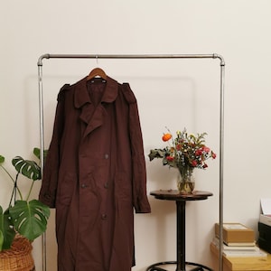 Vintage Tino Corelli XL burgundy wool and polyester trench coat, classic double-breasted trench coat, unisex winter coat, oversized mantel