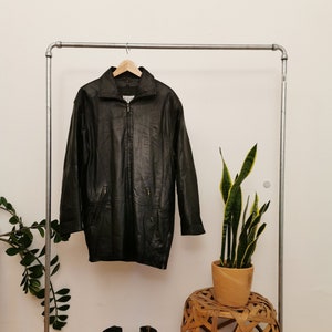 C Cabrini Silver Line Leather Coat Black Zipped Lather Jacket