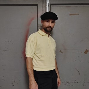 Camiseta polo Lacoste fabricada en Francia, talla XL, polo amarillo claro de manga corta, camiseta polo clásica amarilla de talla grande de Lacoste Francia