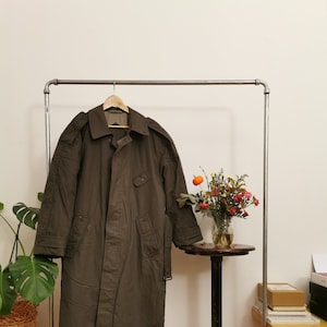 Vintage Loreno XL grey cotton and polyester trench coat, classic trench coat with a belt, unisex winter coat, oversized mantel