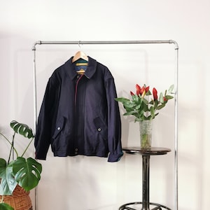 Bisail Club Wolle und Polyester Vintage Jacke Größe XL, blaue Wolljacke, lässige Herrenjacke, Wolle Bomberjacke, 90er Jacke