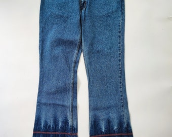 Madonna late 90s blue jeans Boot cut, hippie blue jeans Madonna 31x32, vintage Y2K blue jeans Boot cut