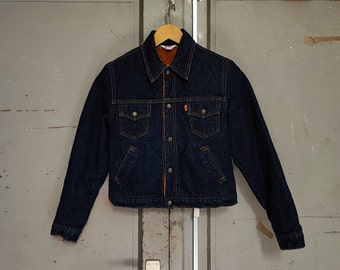 VinTaGe 1990's LEVI LEATHER COLLAR BLACK DENIM TRUCKER