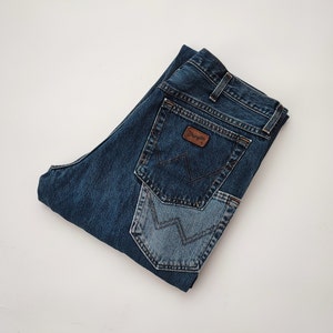 Wangler straight Blue jeans - vintage high waist jeans from 90s, unisex Wrangler jeans size 34x34