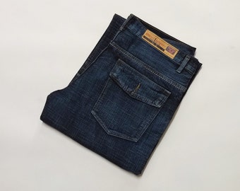 Diesel y2k detailed dark jeans - Unique denim division detailed straights jeans with buttons fly & 5 pockets - Diesel y2k jeans size 36x34