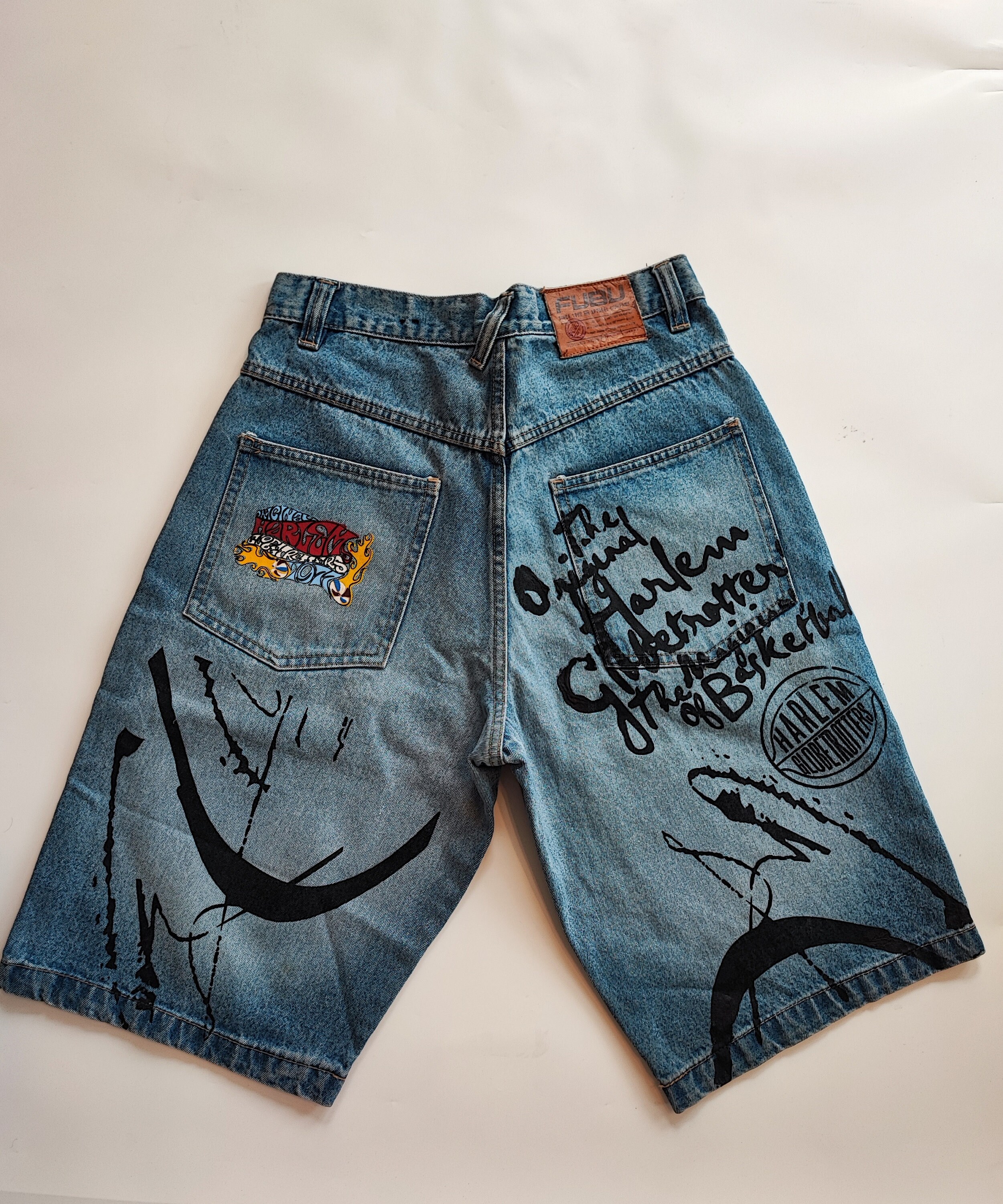 BROOKLYN PRESS デニムショートパンツ　FUBU HIPHOP FUBU フブ ボトムス デニムパンツ ロゴ 刺繍 アメカジ ハーフ