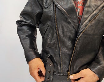 Vintage US Navy Perfecto Black Leather Jacket, Biker Leather