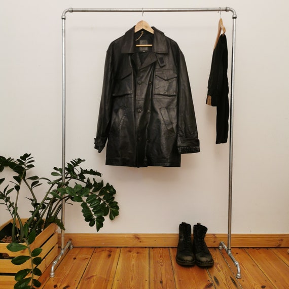Shiny leather coat sale