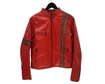 Vintage Harley Davidson red leather jacket, Original Harley Davidson genuine leather jacket made in E.U size XL (ladies)