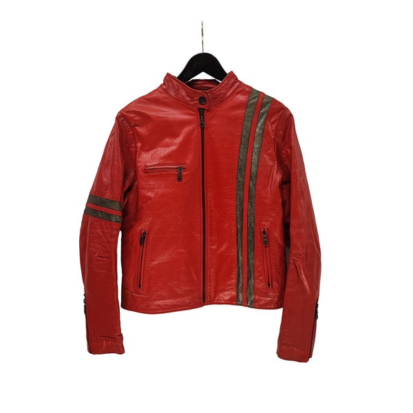 Vintage Harley Davidson red leather jacket, Original Harley Davidson genuine leather jacket made in E.U size XL (ladies)