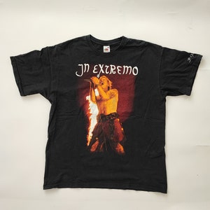 In Extremo Europe Tour 2006  back Tshirt XL ,vintage rock band in Extremo Tour Tshirt Black graphic shirt L, oversized black t-shirt