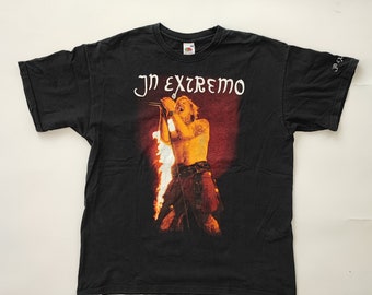 In Extremo Europe Tour 2006 zurück Tshirt XL, Vintage-Rockband in Extremo Tour Tshirt Schwarzes grafisches Hemd L, übergroßes schwarzes T-Shirt