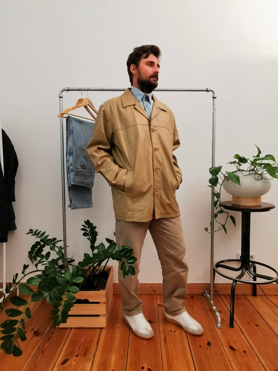 Leder Classic Jackets Beige leather coat 90s blaz