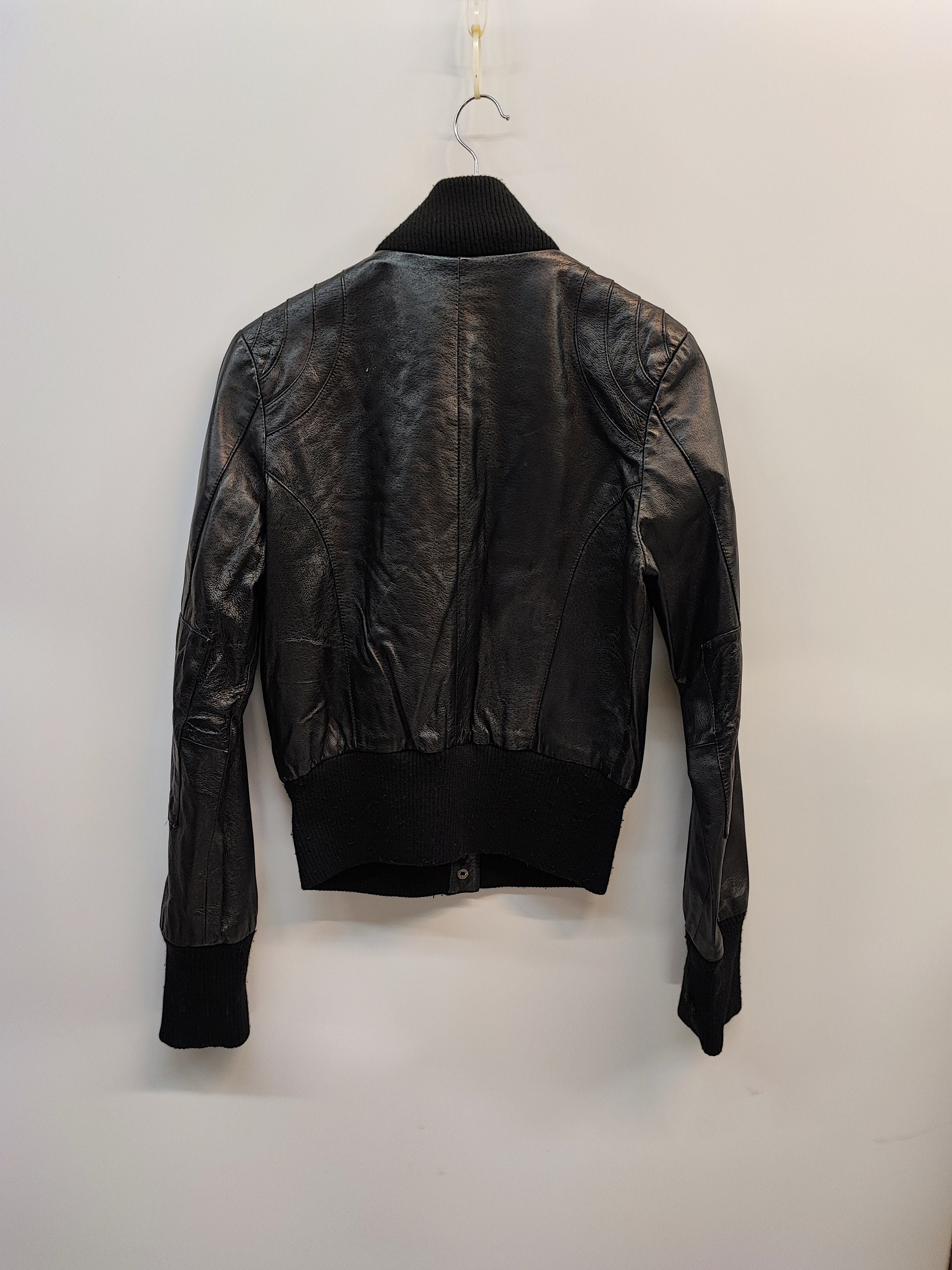 Clockhouse Black Leather Jacket Button Closure, Vintage 90s Clockhouse Black Leather Jacket Button Closure, Vintage 90s