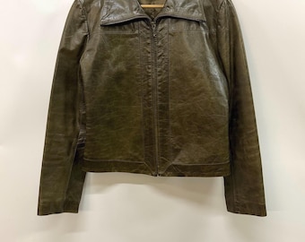 DNA Amsterdam Leather Green Leather Jacket, Size M