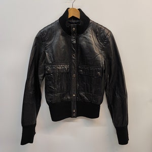 Fermeture bouton de veste en cuir noir Clockhouse, veste en cuir vintage des années 90 taille M