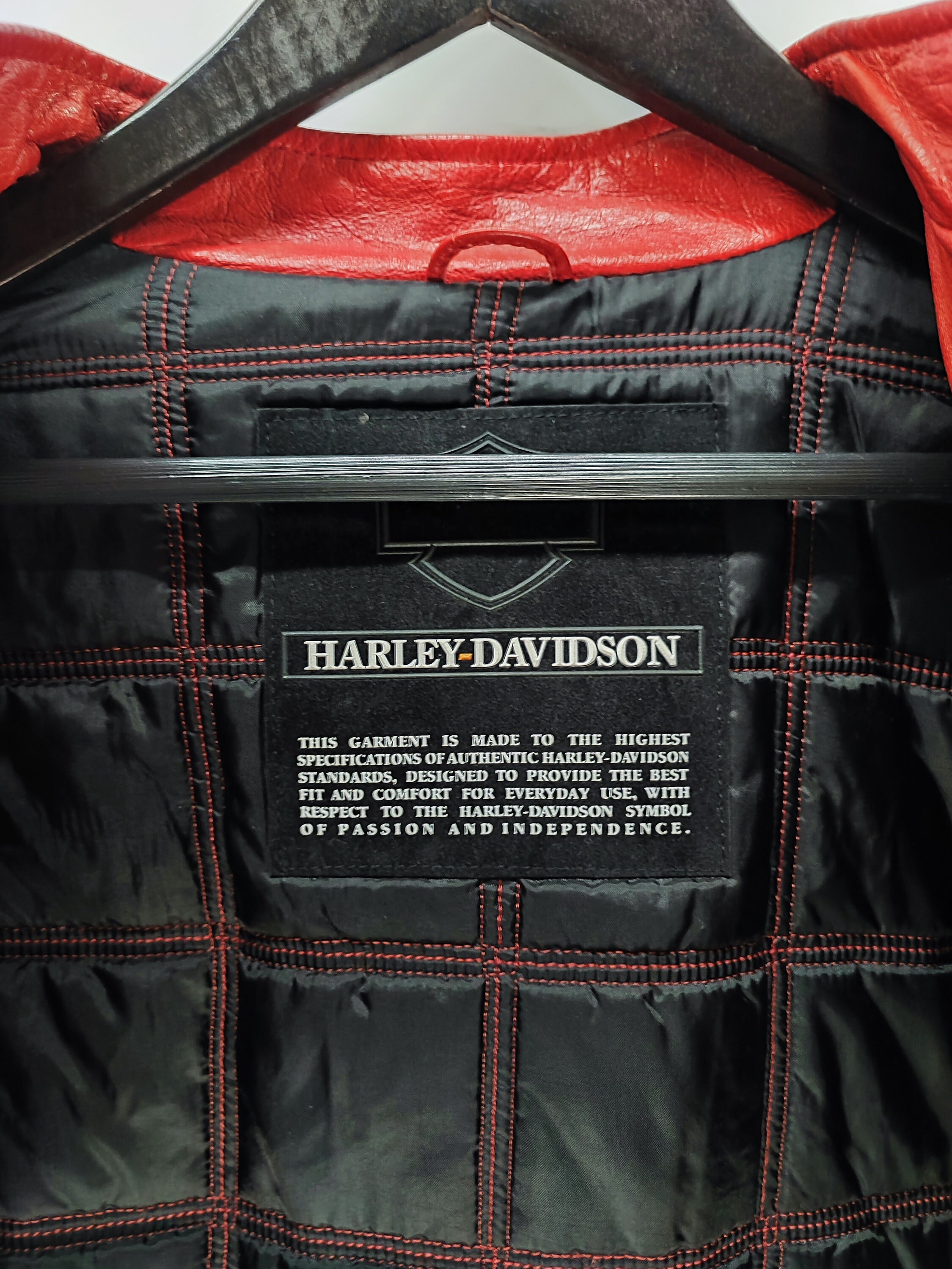 Harley davidson red leather jacket deals