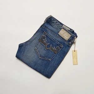 Diesel &#39;Easee&#39; low waist blue jeans - 2000s low-rise straight jeans, zipper fly, detailed back pockets - Diesel y2k jeans size 30x32