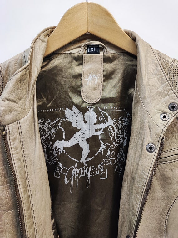 Gipsy Vintage Beige Leather Jacket, Biker Leather Jacket Gipsy Vintage Beige Leather Jacket, Biker Leather Jacket