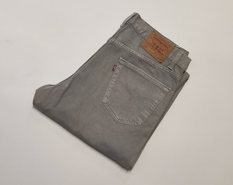 Vintage Levi's gris 550 jeans tamaño 36x32, hechos en EE.UU. - Vaqueros grises relajados y cónicos de cintura media con cremallera y 5 bolsillos