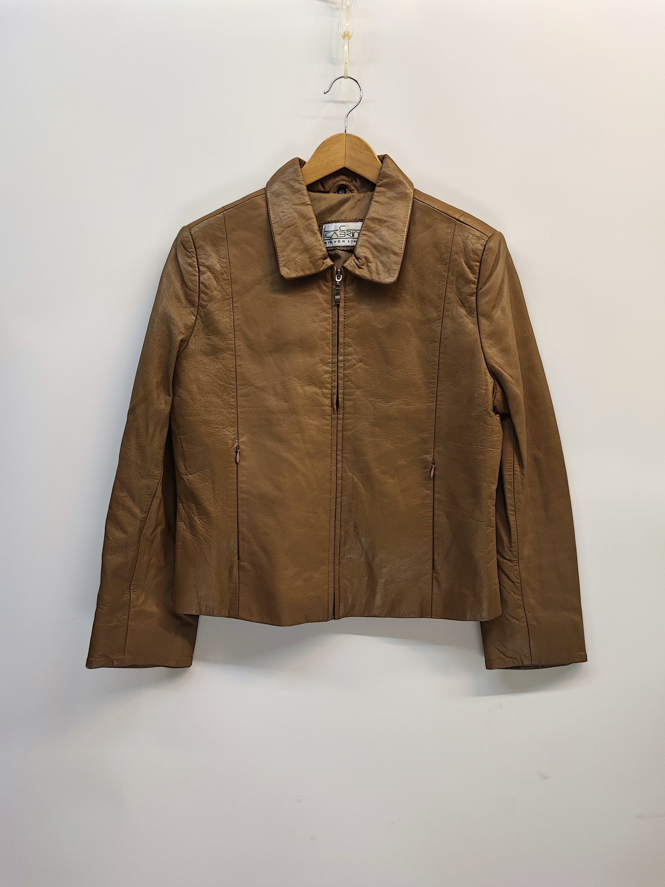 Cabrini Leather Caramel Jacket Zip Closure Collared Vintage Late 90s Leather Jacket Size M L Woman Leather Jacket Collared Large Etsy Australia