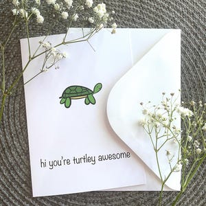 hola eres tortuga impresionante tarjeta de felicitación con sobre, tarjeta de tortuga, tarjeta para amigo, tarjeta tonta, tarjeta ilustrada, tortuga ilustrada