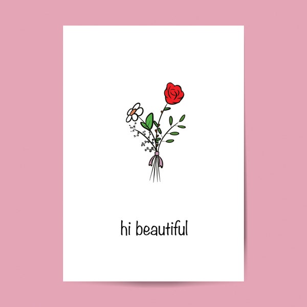 hi beautiful greeting card with envelope, card for friend, card for wife, card for significant other, loving card