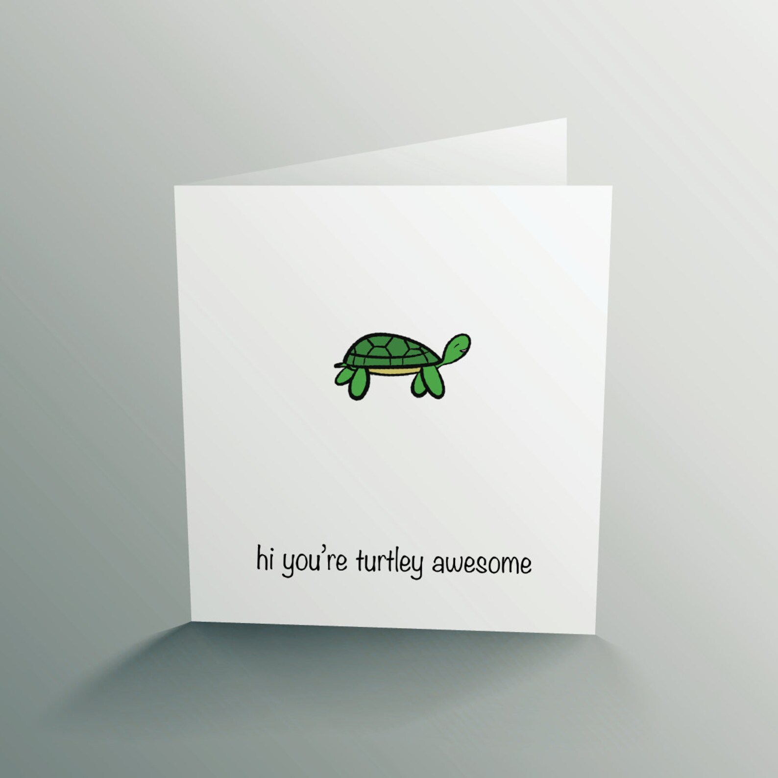 Turtle Greeting Card, Turtley Awesome, Illustrated Card - Etsy