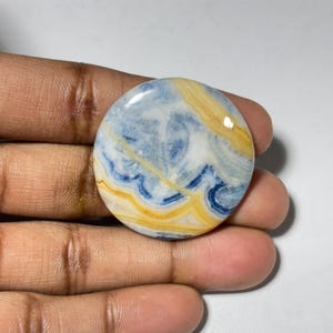 Natural Scheelite Cabochon, Loose Gemstone, circle Shape Scheelite Crystal, Blue Rhodochrosite Gemstone, Size [37x37x5]  cts 68