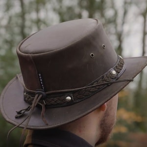 Brown Leather Hat Australian Bush Hat Unixex Cowboy Hat Australian Hat Outback Hat Wombat Hat Mens Hiking Hat Leather Cowboy Hat Etsy