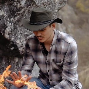 Cappello da cowboy in tela cerata / Impermeabile, stile Outback, ideale per escursionismo e viaggi