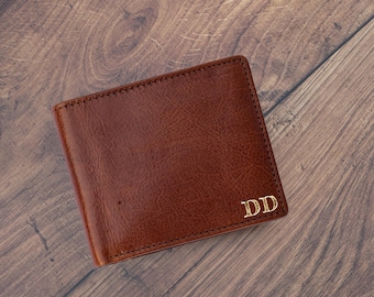Brown Italian Leather Wallet | Slim Minimalist RFID Card Holder | Personalized Gift