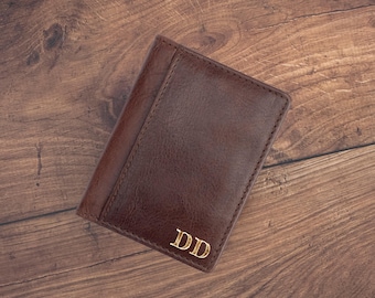 Personalized Brown Leather Wallet | RFID Slim Card Holder