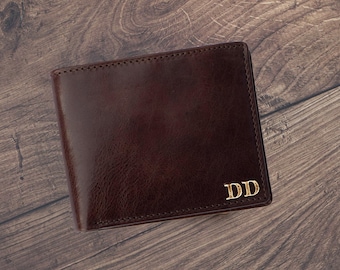 Brown Italian Leather Wallet | Slim Minimalist RFID Card Holder | Personalized Custom