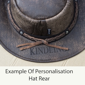 Personalised Foldable leather hat - brown the wilds from wombat