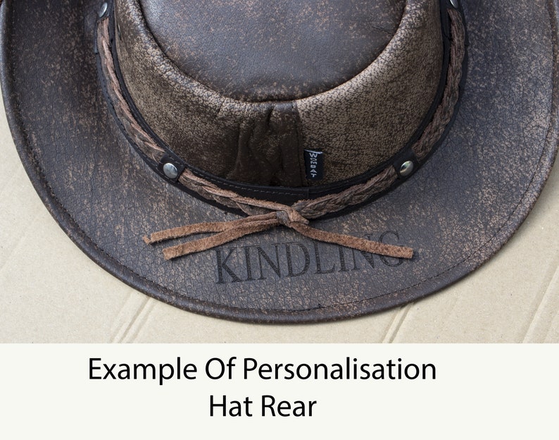 Personalised Foldable leather hat - brown the wilds from wombat