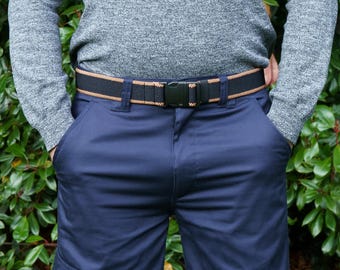 Mens Stretch Waist Belt, Adjustable TSA Friendly Accessory for Travel, Hiking & Golf