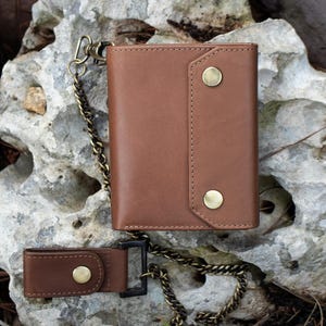 Handmade English Hide Leather Biker Wallet with Chain – RFID Protected Trifold