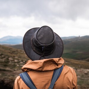 Sombrero Outback de cuero envejecido, sombrero vaquero plegable e impermeable, sombrero de ala ancha para aventuras. imagen 2
