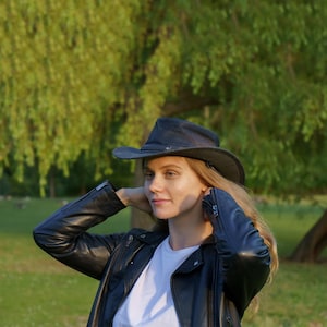 Breathable Leather Outback Hat Cowboy Style for Hiking, Travel & Outdoor Adventure image 10