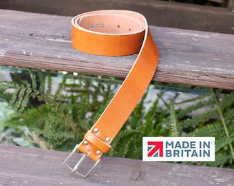 Handmade Men’s Tan Leather Belt | British Made English Hide  | Fathers Day Gift