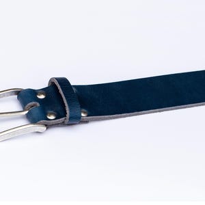 Handmade Men’s Leather Belt Blue – English Hide, Rugged, Made in Britain Width 40mm image 6