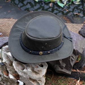 Waxed Canvas Hat - Cowboy Hats Green Waterproof Foldable Outdoor Headwear for Adventure Enthusiasts