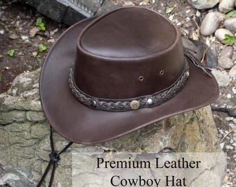 The Outback Leather Cowboy Hat – Wide Brim Outdoor Hat by Wombat