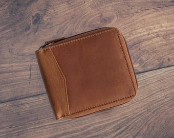 Men's Leather Zip-Around Wallet | RFID Travel Wallets, Personalized Gift