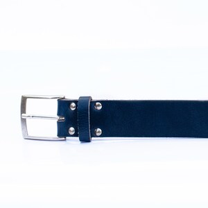 Handmade Men’s Leather Belt Blue – English Hide, Rugged, Made in Britain Width 40mm image 8