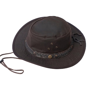 Gewachster Canvas-Cowboyhut, wasserdicht, faltbar, Kopfbedeckung für Outback-Abenteuer Bild 4